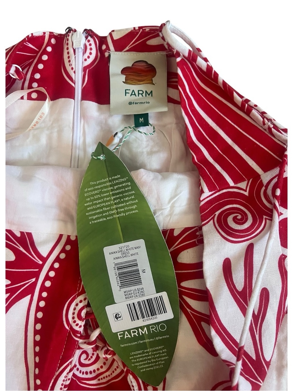 FARM Rio Ainika Printed Linen-Blend Red and White Shell-Print Maxi Dress - Picture 5 of 5